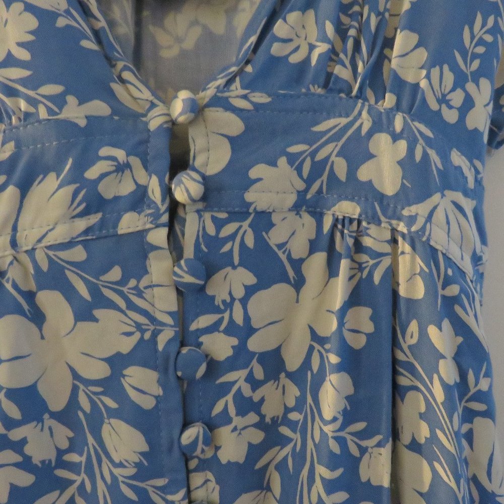 YIREH Brynn Floral Button Front Hawaiian Midi Dress in Denim Blue - Size M NWT - Picture 6 of 15